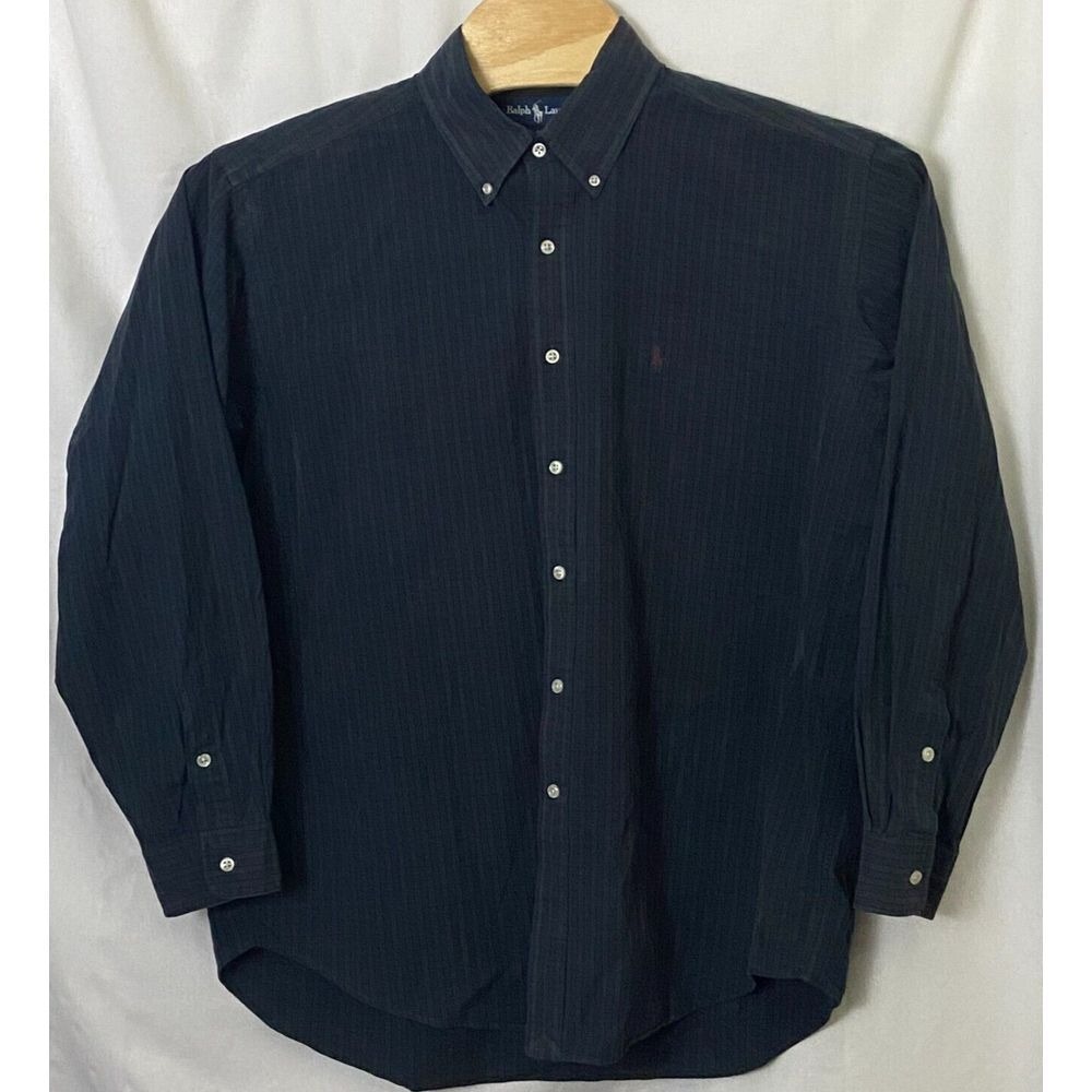 Vintage Polo Ralph Lauren Blake Mens Shirt Blue Green Stripe‎ XL Long Sleeve